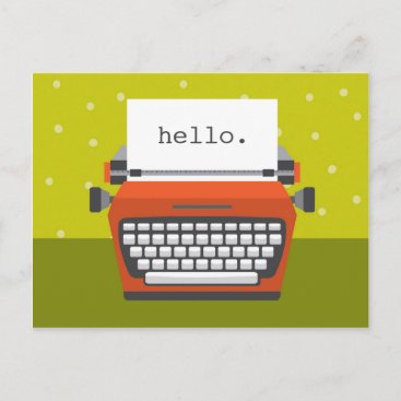 Retro Orange Typewriter Customizable Postcard