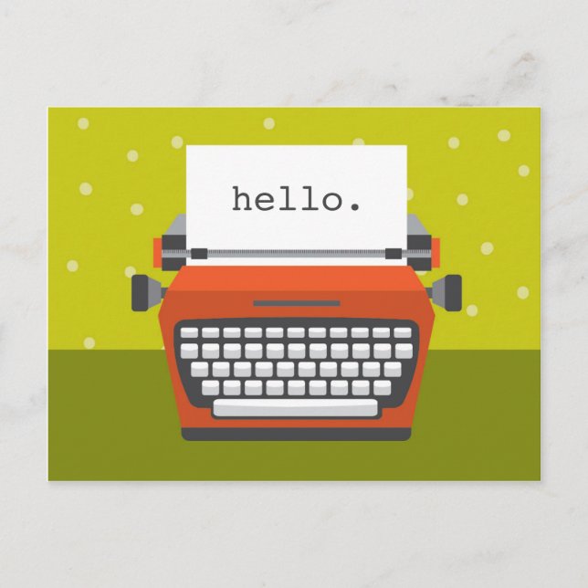 Retro Orange Typewriter Customizable Postcard (Front)