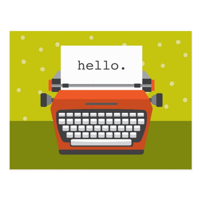 Retro Orange Typewriter Customizable Postcard