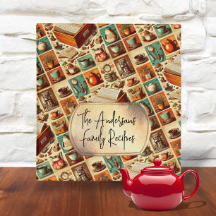 Retro Orange Utensils Family Recipe Book 3 Ring Binder
