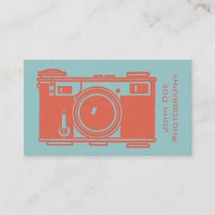 Retro Orange Vintage Film Camera Photography Business Card