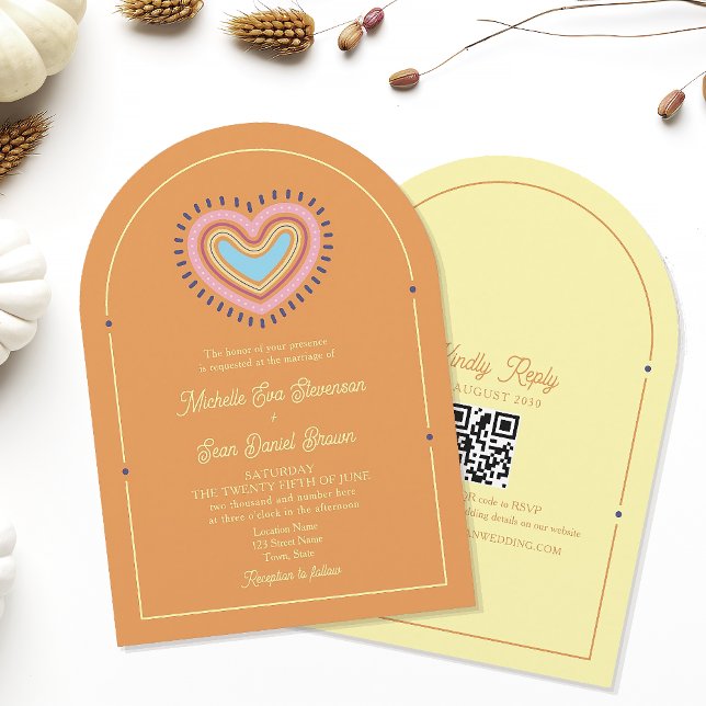 Retro Orange Wedding Invitation (Creator Uploaded)