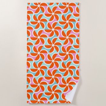 Retro Orange Wedge Pattern Beach Towel by trendzilla at Zazzle
