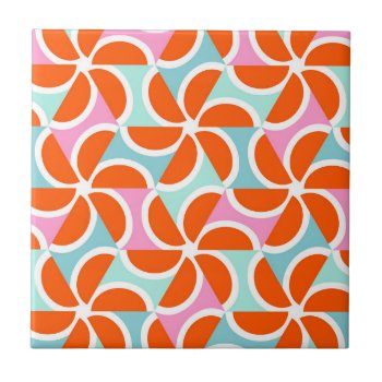 Retro Orange Wedge Pattern Ceramic Tile by trendzilla at Zazzle