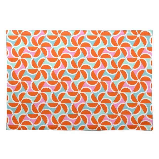 Retro Orange Wedge Pattern Cloth Placemat (Front)