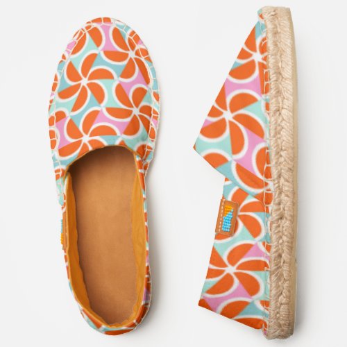 Retro Orange Wedge Pattern Espadrilles