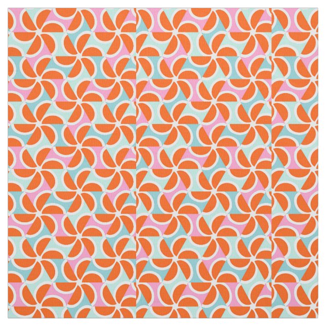 Retro Orange Wedge Pattern Fabric (Swatch)