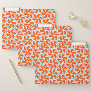 Retro Orange Wedge Pattern File Folder