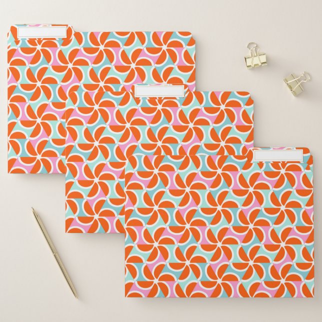 Retro Orange Wedge Pattern File Folder (Set)