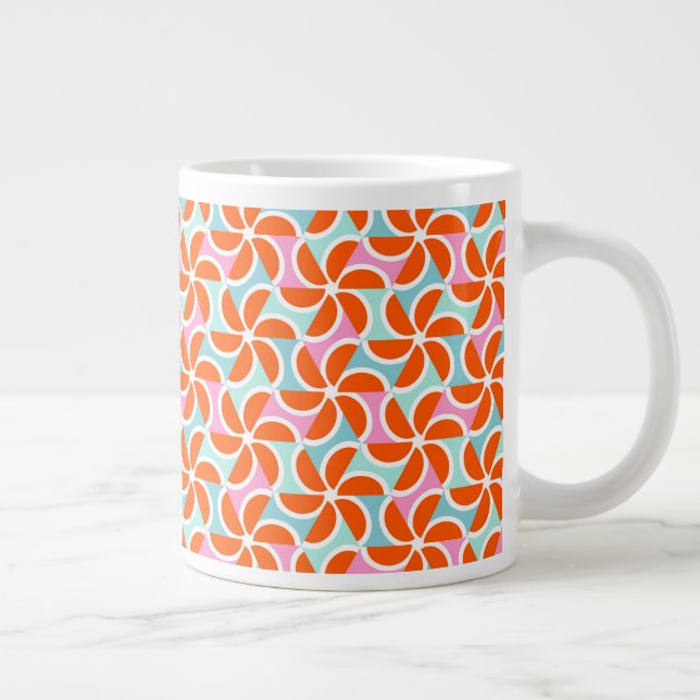 Retro Orange Wedge Pattern Giant Coffee Mug (Right)