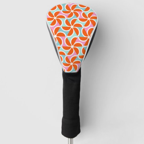 Retro Orange Wedge Pattern Golf Head Cover