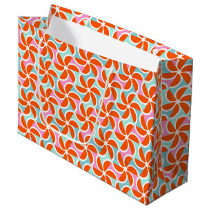 Retro Orange Wedge Pattern Large Gift Bag