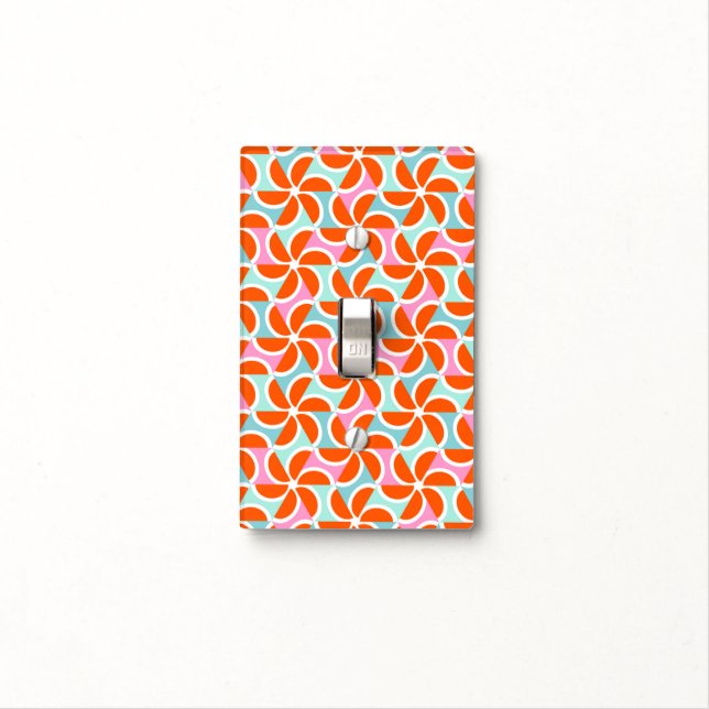 Retro Orange Wedge Pattern Light Switch Cover (In Situ)