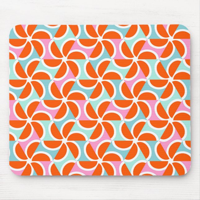 Retro Orange Wedge Pattern Mouse Pad (Front)
