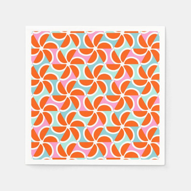 Retro Orange Wedge Pattern Napkins (Front)