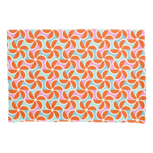Retro Orange Wedge Pattern Pillow Case (Front-Left)
