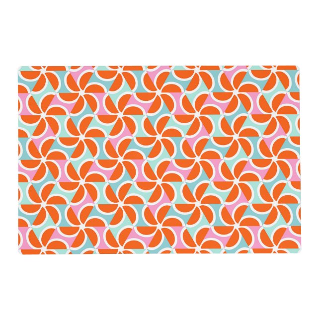 Retro Orange Wedge Pattern Placemat (Front)