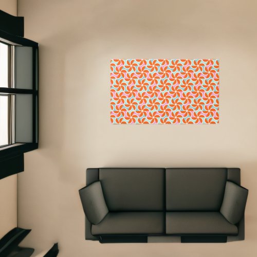 Retro Orange Wedge Pattern Rug