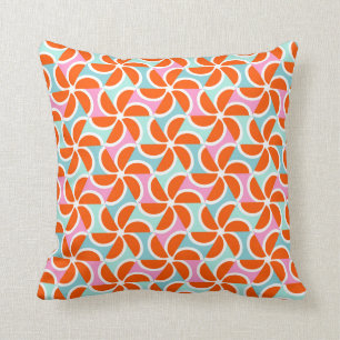 Retro Orange Wedge Pattern Throw Pillow