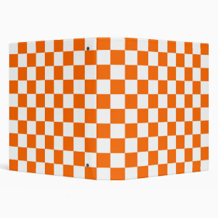 Retro Orange White Checks Checkerboard Pattern  3 Ring Binder