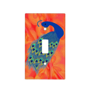 Retro Orange with Peacock Light Switch Cover