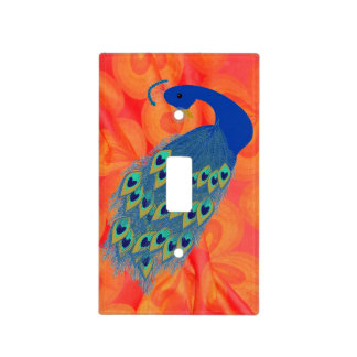 Retro Orange with Peacock Light Switch Cover