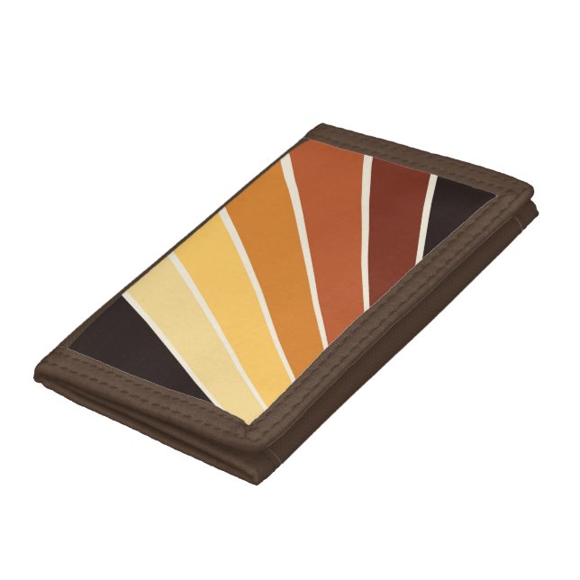 Retro Orange Yellow 70s Stripes Trifold Wallet (Bottom)