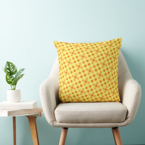 Retro Orange Yellow Dots Geometric Pattern Throw Pillow