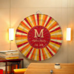 Retro Orange Yellow Family Game Dartboard<br><div class="desc">Retro Orange Yellow Family Game Dartboard with name and monogram.</div>