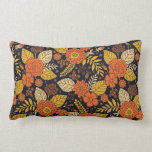 Retro Orange, Yellow &amp; Navy Floral  Lumbar Pillow