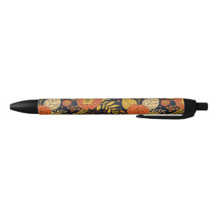 Retro Orange, Yellow & Navy Floral Pen