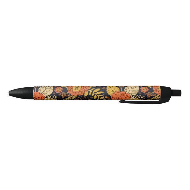 Retro Orange, Yellow & Navy Floral  Pen (Bottom)