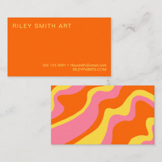 Retro Orange Yellow Pink Colorful Abstract Business Card