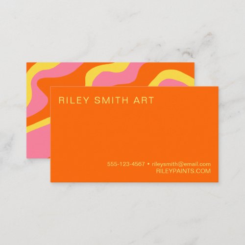 Retro Orange Yellow Pink Colorful Abstract  Business Card