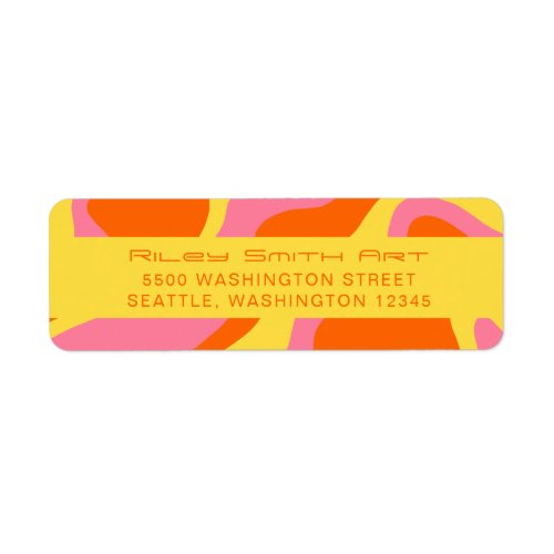 Retro Orange Yellow Pink Colorful Abstract Groovy Label