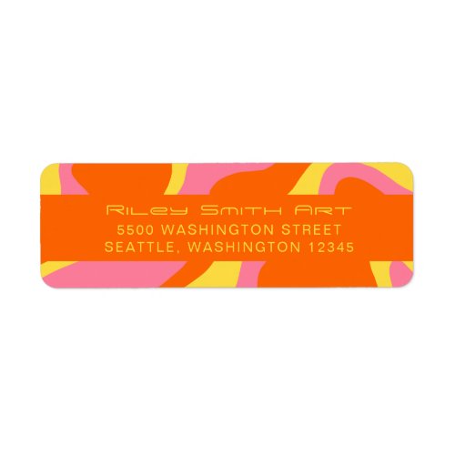 Retro Orange Yellow Pink Colorful Abstract Trendy  Label