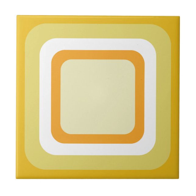 Retro Orange Yellow White Ceramic Tile (Front)