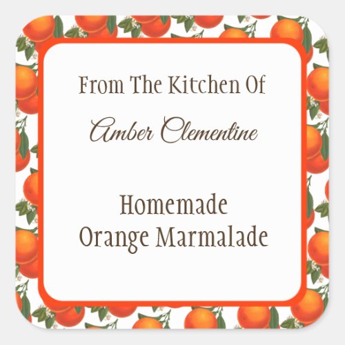 Retro Oranges Pattern Canning or Baking Stickers