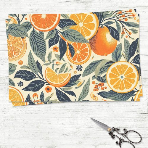 Retro Oranges Pattern Ephemera Decoupage Tissue Paper