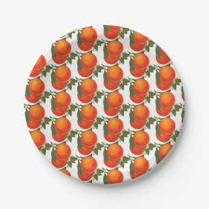 Retro Oranges Pattern Paper Plates
