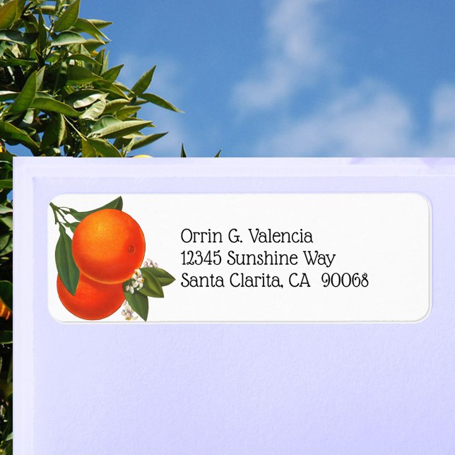Retro Oranges with Flowers Editable Return Address Label (Creator Uploaded)