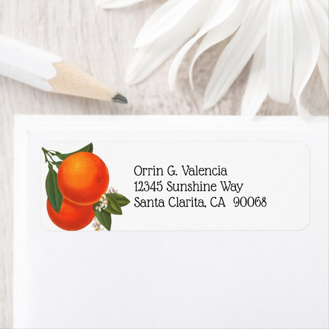 Retro Oranges with Flowers Editable Return Address