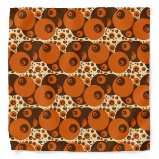 Retro Orbs Dots '60s'70s Orange Brown Beige Design Bandana