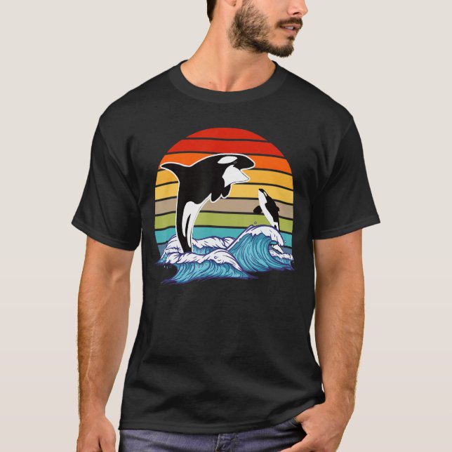Retro Orca Killer Whale T-Shirt (Front)