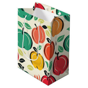Retro Orchard Harvest Mid-Century Modern Fruit Medium Gift Bag
