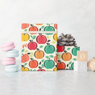 Retro Orchard Harvest Mid-Century Modern Fruit Wrapping Paper