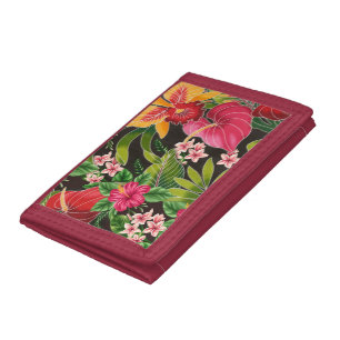 Retro Orchid Aloha Shirt Print Wallet