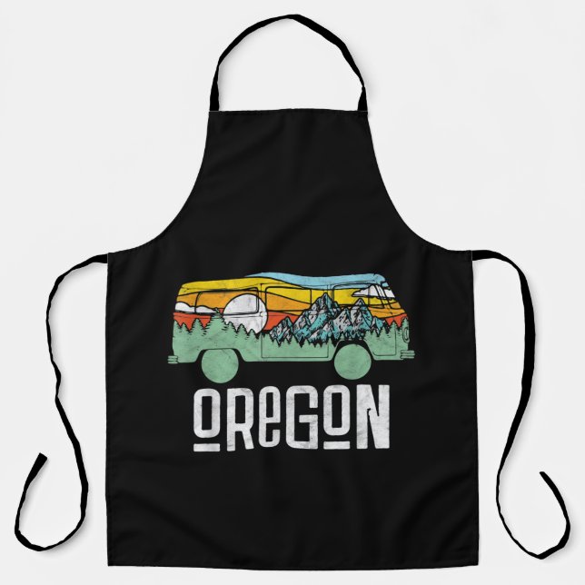 Retro Oregon Outdoor Hippie Van Nature Apron (Front)