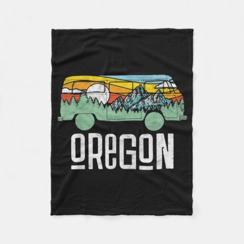 Retro Oregon Outdoor Hippie Van Nature Fleece Blanket
