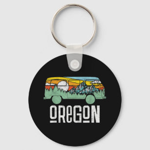 Retro Oregon Outdoor Hippie Van Nature Keychain